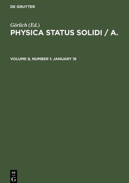 Physica status solidi / A., Volume 9, Number 1, January 16