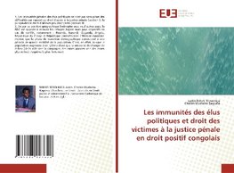 Les immunités des élus politiques et droit des victimes à la justice pénale en droit positif congolais