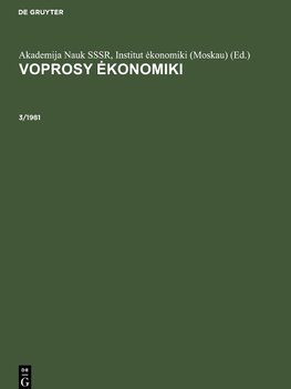 Voprosy e¿konomiki, 3/1981, Voprosy e¿konomiki 3/1981