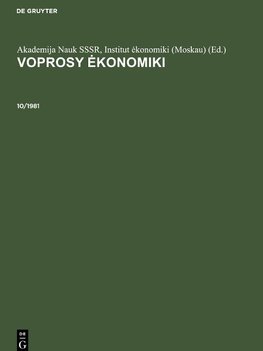 Voprosy e¿konomiki, 10/1981, Voprosy e¿konomiki 10/1981