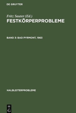 Festkörperprobleme, Band 3, Bad Pyrmont, 1963