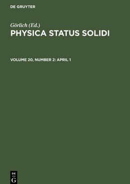 Physica status solidi, Volume 20, Number 2, April 1