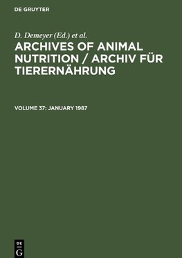 Archives of animal nutrition / Archiv Für Tierernährung, January