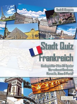 Stadt Quiz Frankreich | Buchspiel für 2 bis 20 Spieler | Wer erkennt Bordeaux, Marseille, Nizza & Paris?