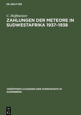 Zahlungen der Meteore in Sudwestafrika 1937-1938