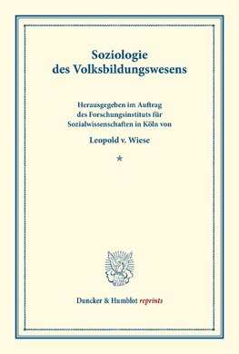 Soziologie des Volksbildungswesens.