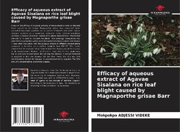 Efficacy of aqueous extract of Agavae Sisalana on rice leaf blight caused by Magnaporthe grisae Barr