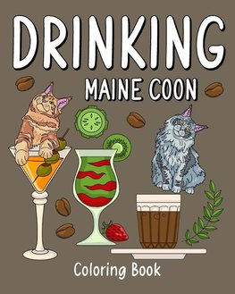 Drinking Maine Coon Coloring Book