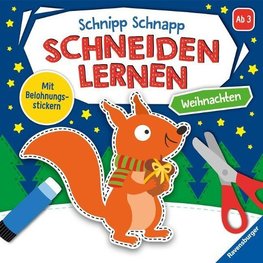 Ravensburger Schnipp-Schnapp Schneiden lernen Weihnachten - Schneiden und Kleben ab 3 Jahren - Block mit Belohnungsstickern und Profi-Urkunde - Perforierte Seiten