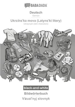 BABADADA black-and-white, Deutsch - Ukraïns'ka mova (Latyns'ki litery), Bildwörterbuch - Vìzual'nyj slovnyk