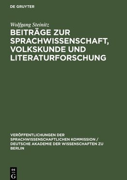 Beiträge zur Sprachwissenschaft, Volkskunde und Literaturforschung