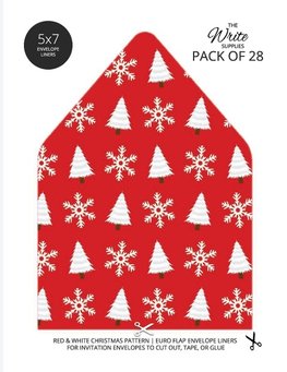 Christmas Pattern Envelope Liners Euro Flap 5x7 with Red & White Design