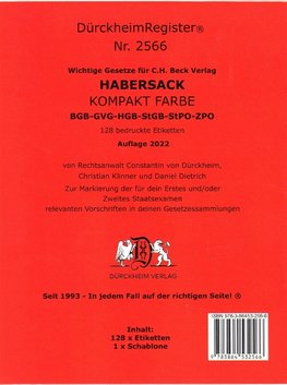 DürckheimRegister® Griffregister Nr. 2566 - Habersack Kompakt Farbe