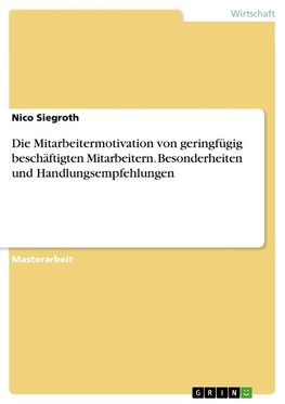 Die Mitarbeitermotivation von geringfügig beschäftigten Mitarbeitern. Besonderheiten und Handlungsempfehlungen