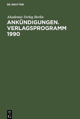 Ankündigungen. Verlagsprogramm 1990