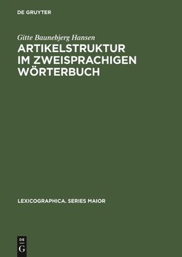 Artikelstruktur im zweisprachigen Wörterbuch