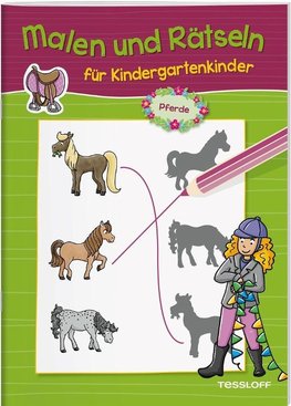 Malen und Rätseln für Kindergartenkinder. Pferde