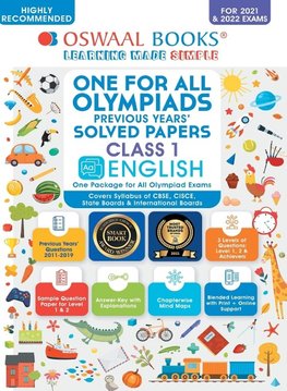 Oswaal One for All Olympiad Previous Years Solved Papers, Class-1 English Book (For 2021-22 Exam)