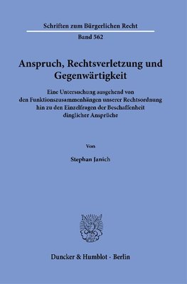 Anspruch, Rechtsverletzung und Gegenwärtigkeit.