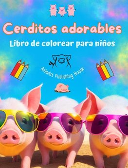 Cerditos adorables - Libro de colorear para niños - Escenas creativas de cerditos divertidos - Regalo ideal para niños