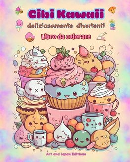 Cibi Kawaii deliziosamente divertenti | Libro da colorare | Simpatici disegni kawaii per gli amanti del cibo