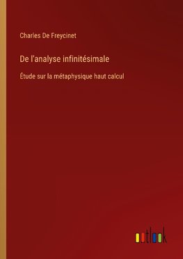 De l'analyse infinitésimale