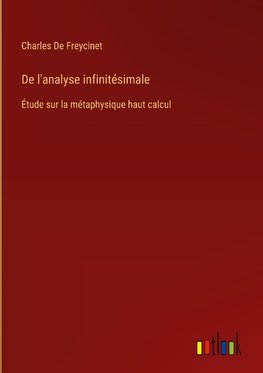 De l'analyse infinitésimale