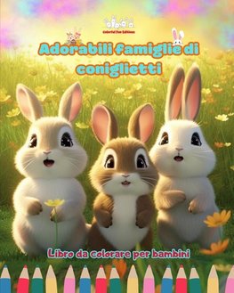 Adorabili famiglie di coniglietti - Libro da colorare per bambini - Scene creative di affettuose famiglie di conigli