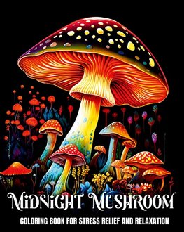 Midnight Mushroom Coloring Book for Stress Relief and Relaxation