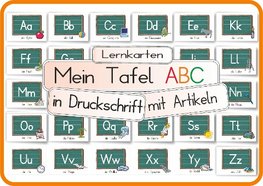 Mein tafel ABC in Druckschrift mit Artikeln