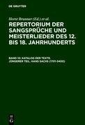 Katalog der Texte, Jüngerer Teil. Hans Sachs (1701-3400)