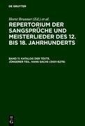 Katalog der Texte, Jüngerer Teil. Hans Sachs (3401-6278)