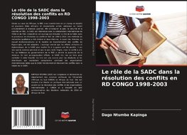 Le rôle de la SADC dans la résolution des conflits en RD CONGO 1998-2003