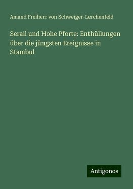 Serail und Hohe Pforte: Enthüllungen über die jüngsten Ereignisse in Stambul