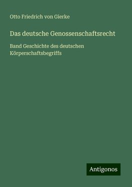 Das deutsche Genossenschaftsrecht