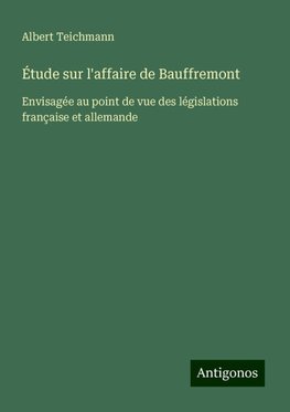 Étude sur l'affaire de Bauffremont