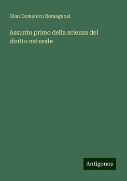 Assunto primo della scienza del diritto naturale