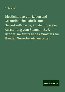 Die Sicherung von Leben und Gesundheit im Fabrik- und Gewerbe-Betriebe, auf der Brusseler Ausstellung vom Sommer 1876. Bericht, im Auftrage des Ministers fur Handel, Gewerbe, etc. erstattet