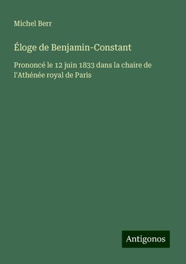 Éloge de Benjamin-Constant