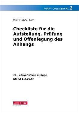 Farr, Checkliste 1 (Aufstellung, Prüfung und Offenlegung des Anhangs)