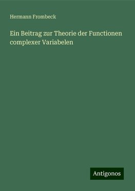 Ein Beitrag zur Theorie der Functionen complexer Variabelen