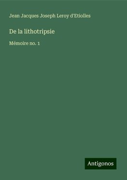 De la lithotripsie