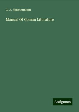 Manual Of Geman Literature