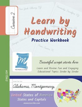 Learn by Handwriting, Practice Workbook - United States of America, States and Capitals - Cursive, Level 2