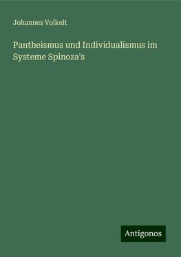 Pantheismus und Individualismus im Systeme Spinoza's