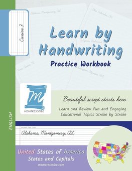 Learn by Handwriting, Practice Workbook - United States of America, States and Capitals - Cursive, Level 3