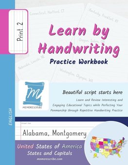 Learn by Handwriting, Practice Workbook - United States of America, States and Capitals - Print, Level 2