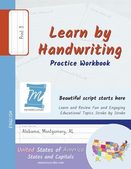 Learn by Handwriting, Practice Workbook - United States of America, States and Capitals - Print, Level 3