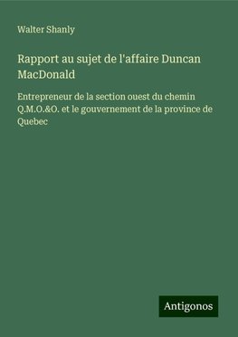 Rapport au sujet de l'affaire Duncan MacDonald