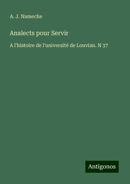 Analects pour Servir